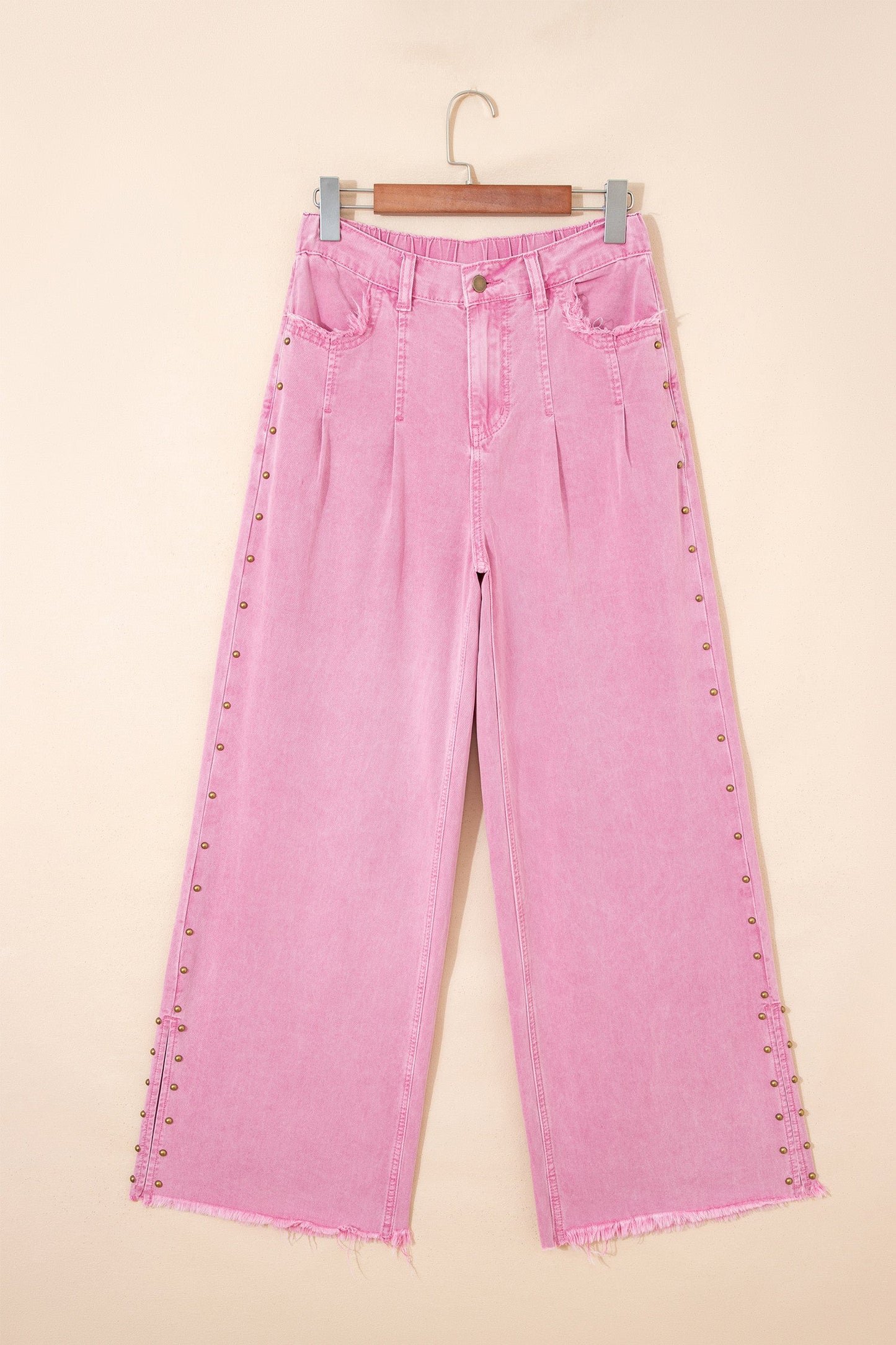 Pink Beaded Detail Loose Jeans