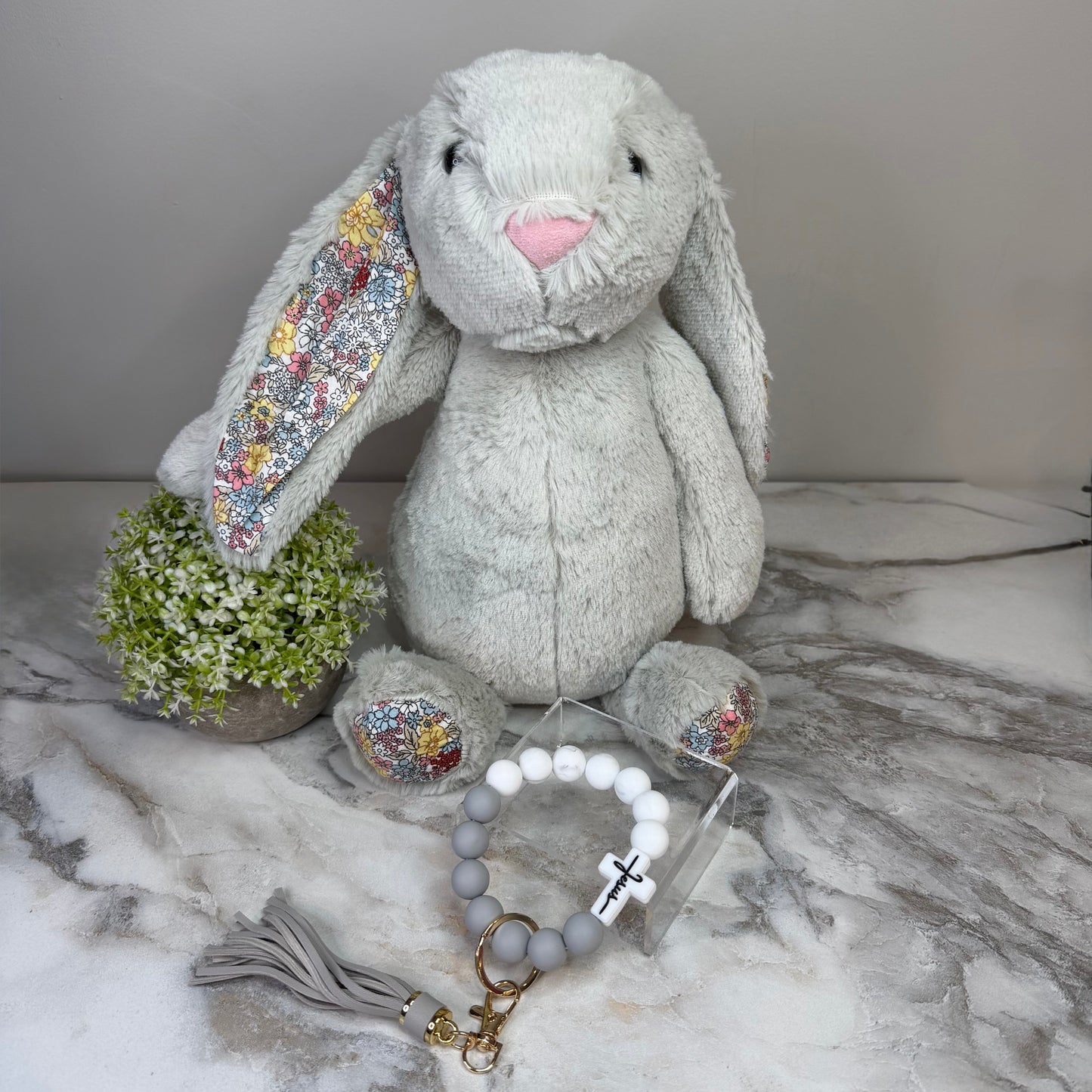 Bundled Set - Grey Bunny Keychain