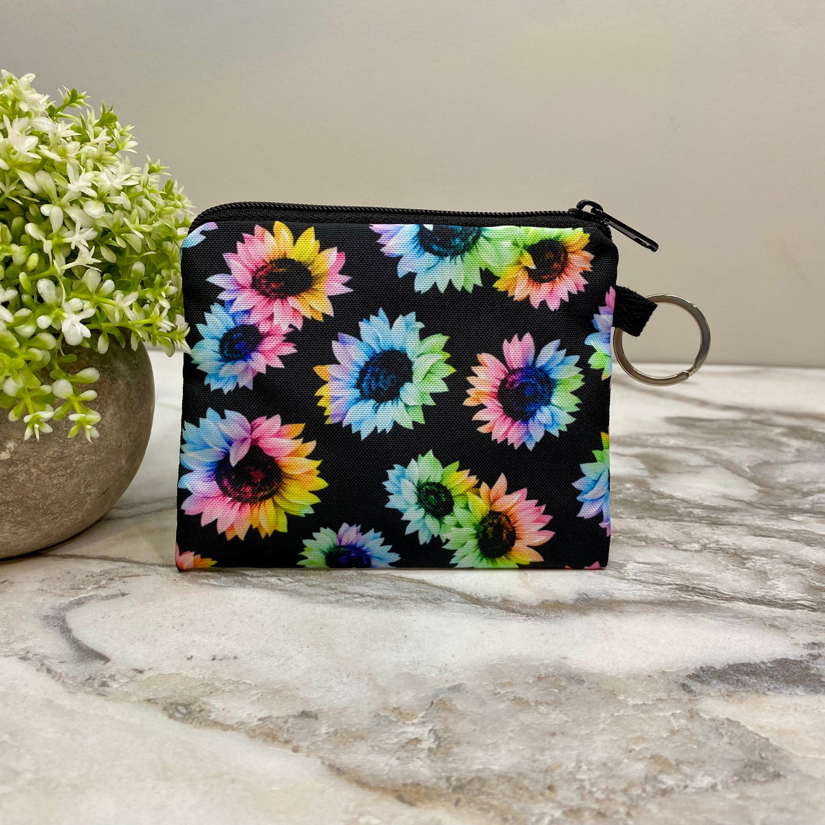 Mini Pouch - Floral Rainbow Sunflower