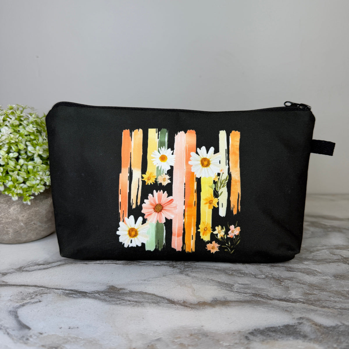 Pouch - Floral Daisy Stripe