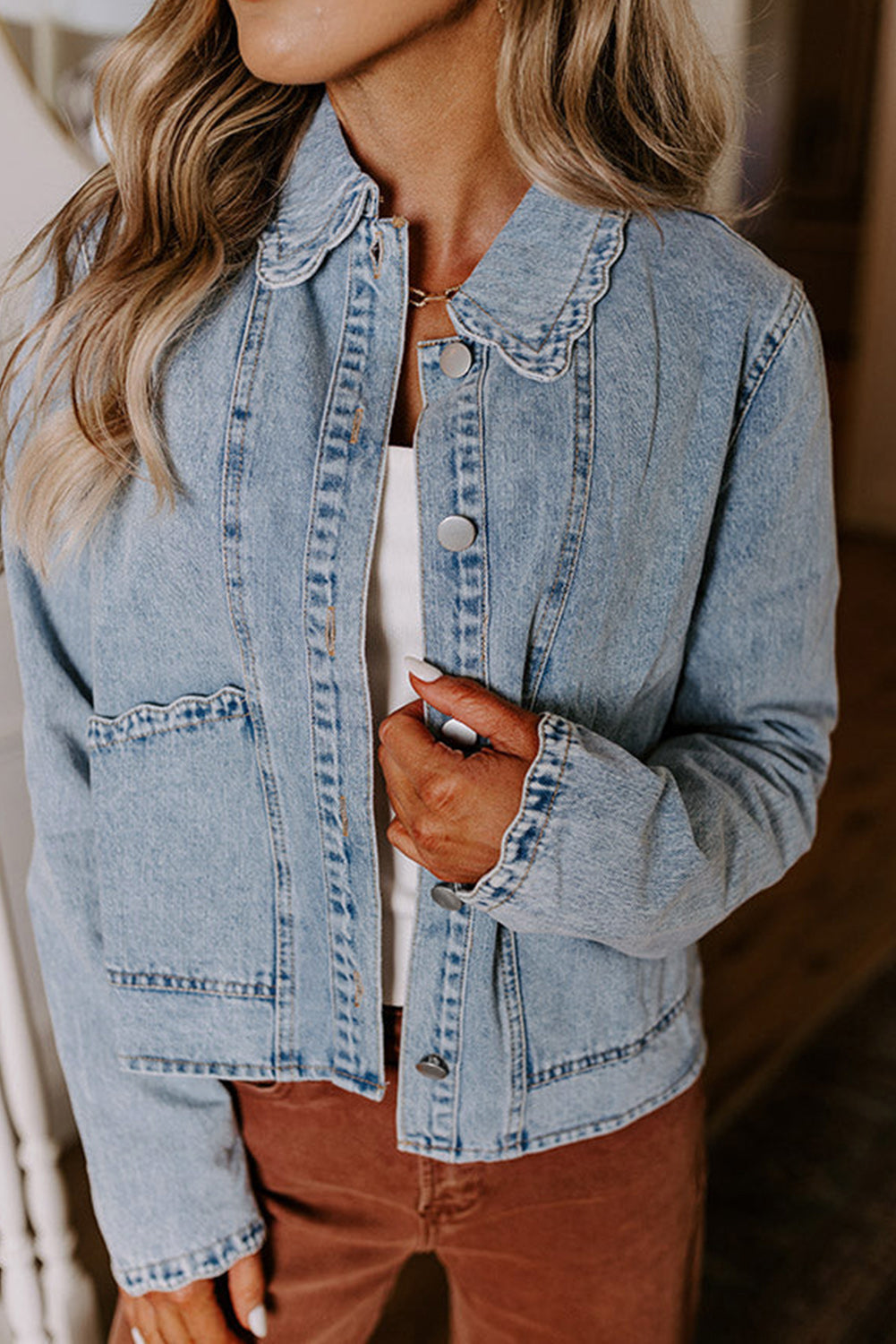 Scallop Pocket Denim Jacket August.