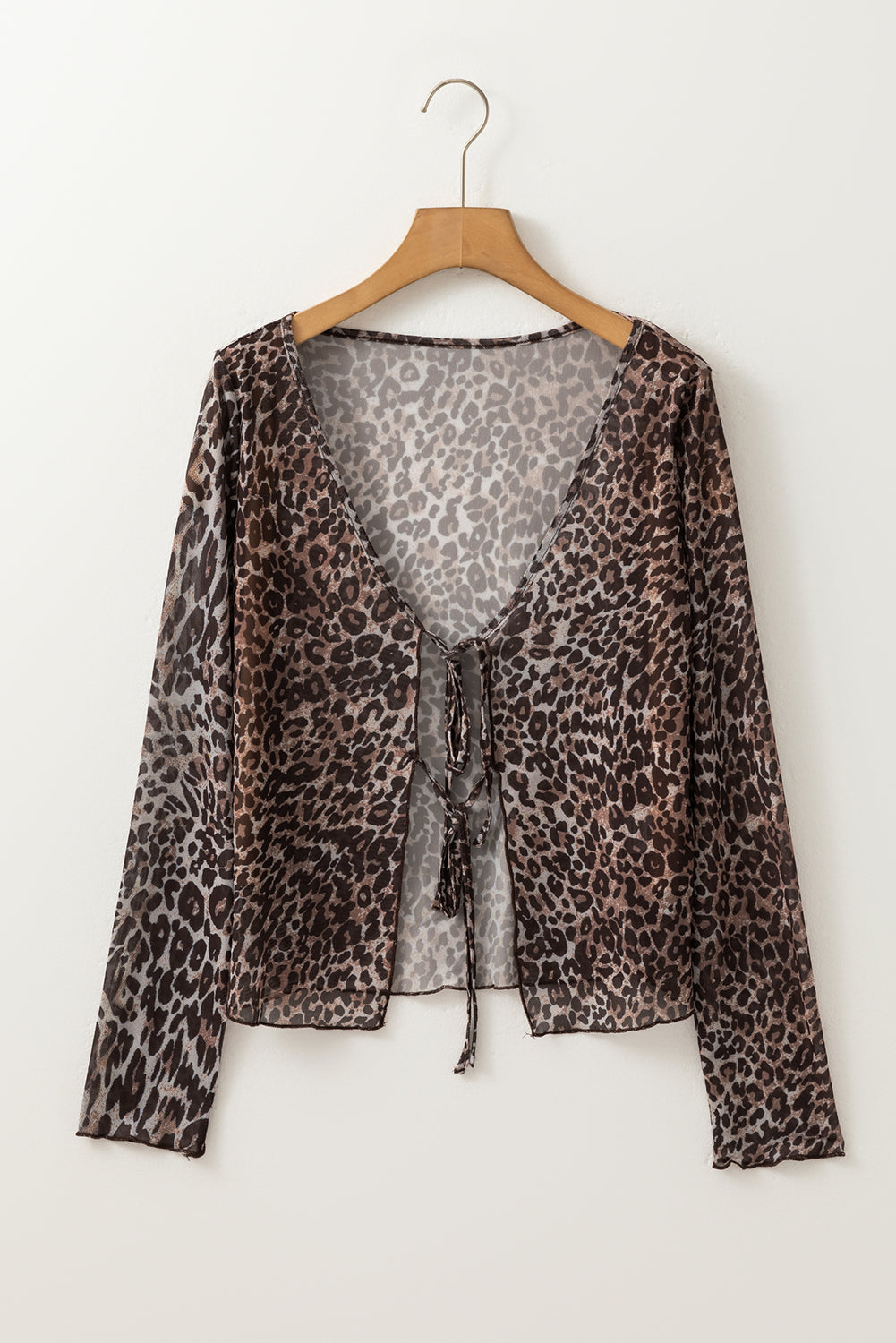 Sheer Leopard Lace Up Blouse FB
