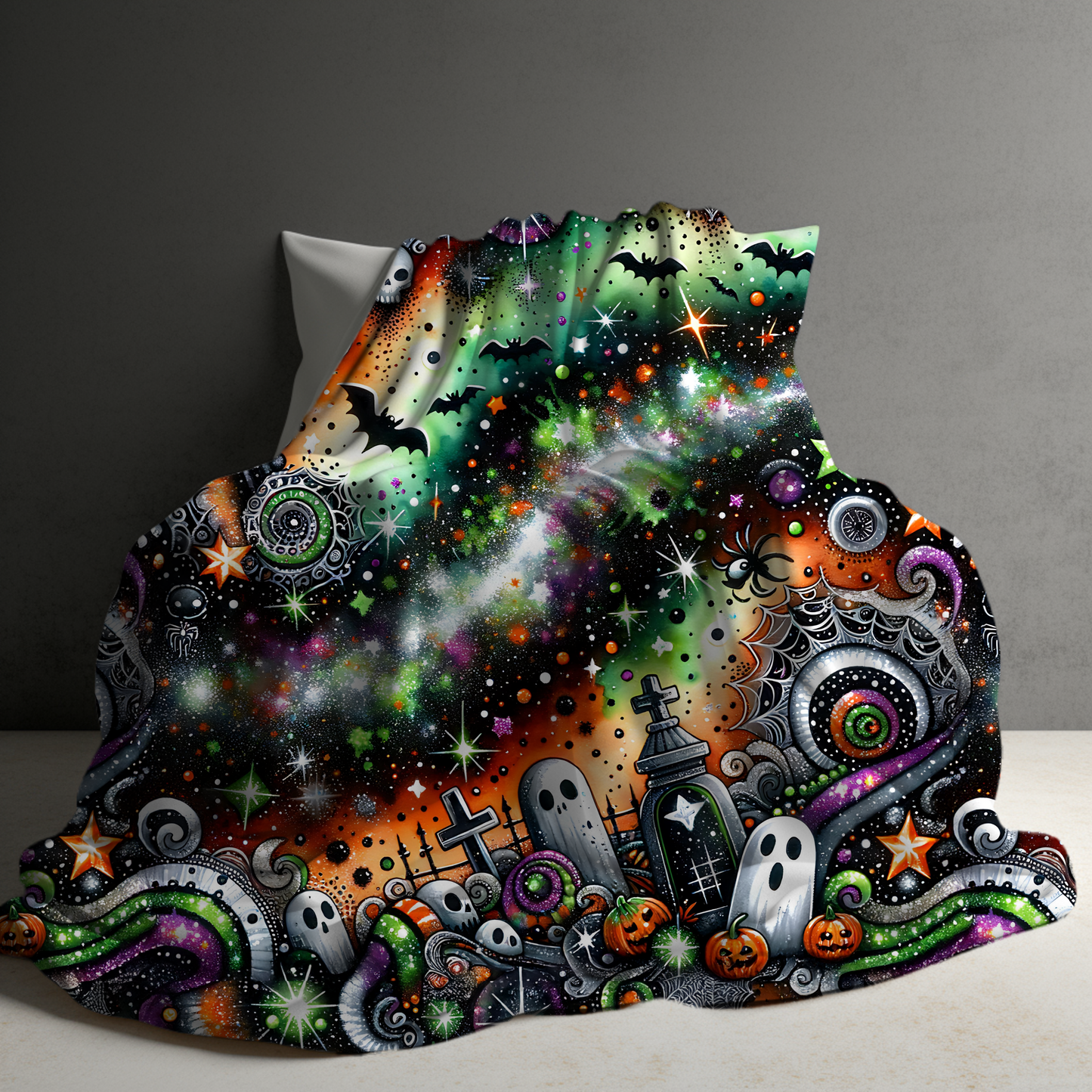 Blanket - Halloween - Green Orange Swirl - PREORDER