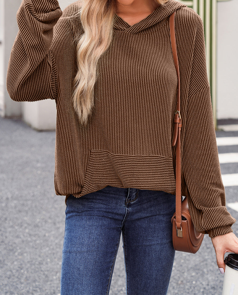 Coffee Rib Texture Hoodie RTS