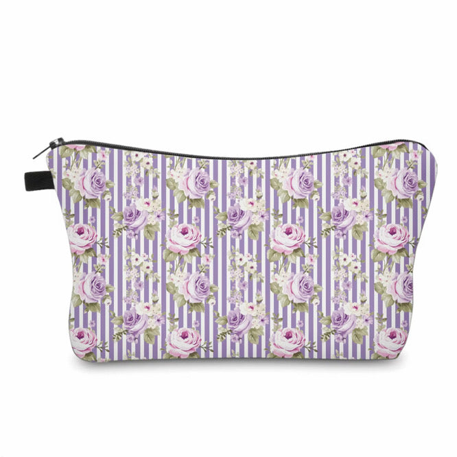 Pouch - Floral Lavender Cream Stripe