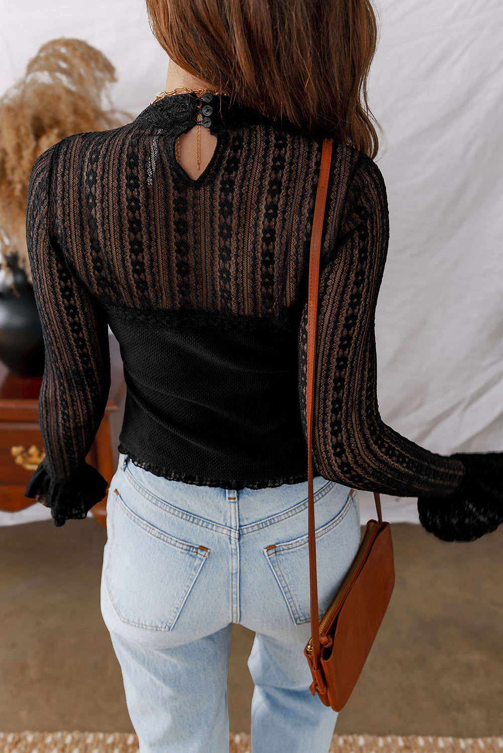 Black Lace Flounce Top August.