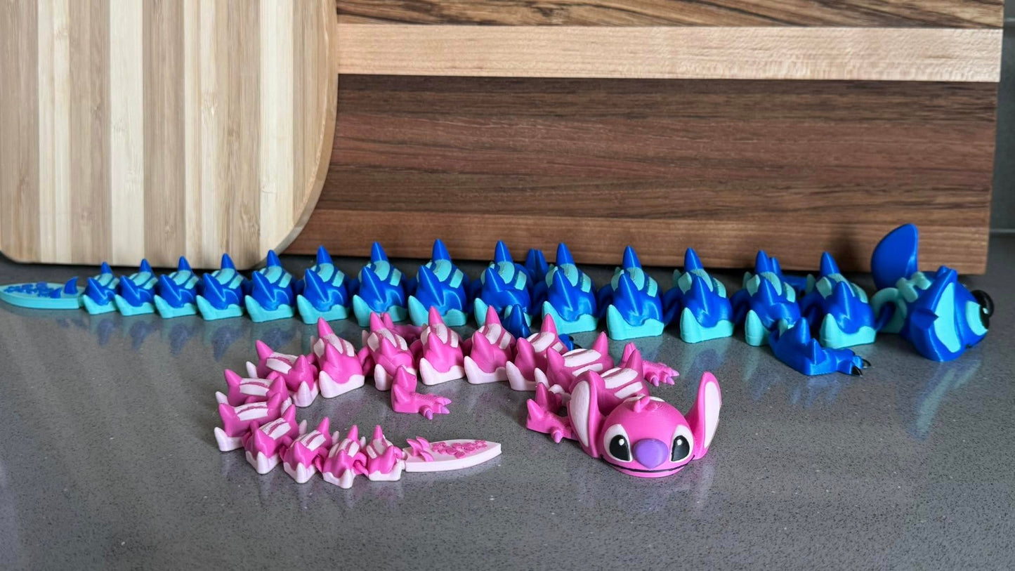 3D PRINTED BLUE ALIEN ARTICULATED DRAGON