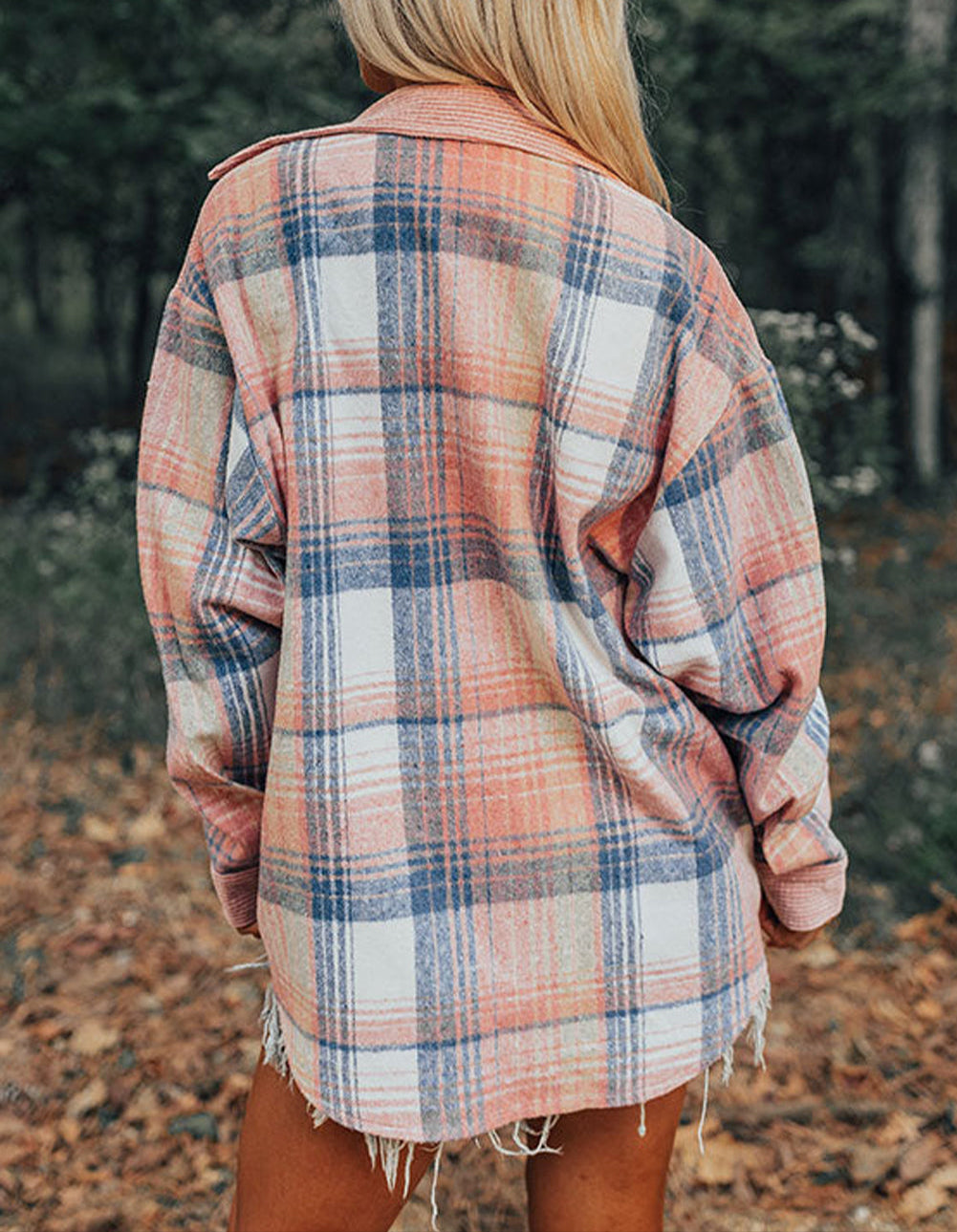 Light Pink Plaid Shacket RTS