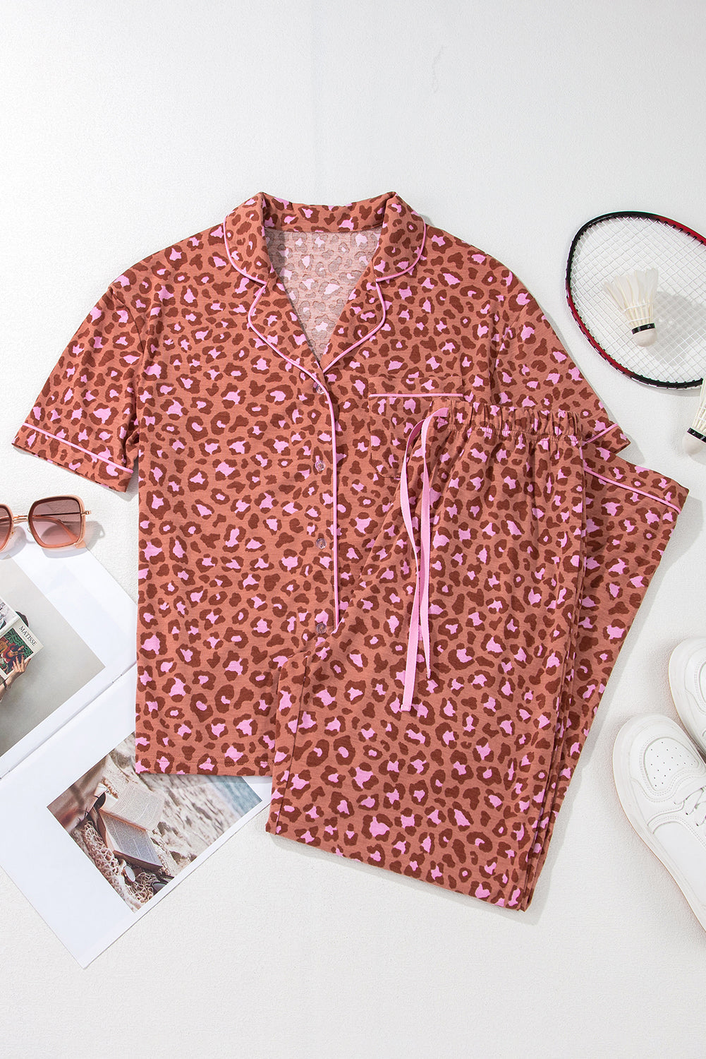 Brown Leopard Print Pajama Set FB