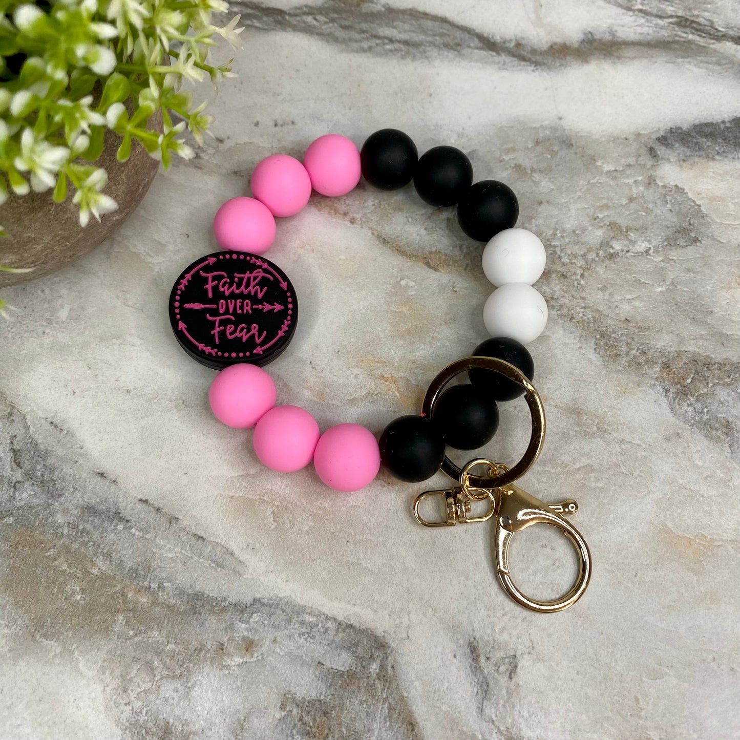 Silicone Bracelet Keychain - Religious, Faith Over Fear #2