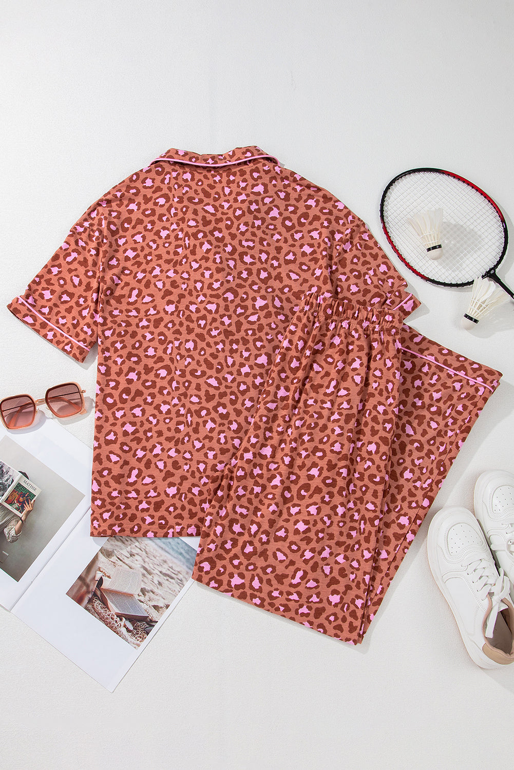 Brown Leopard Print Pajama Set FB