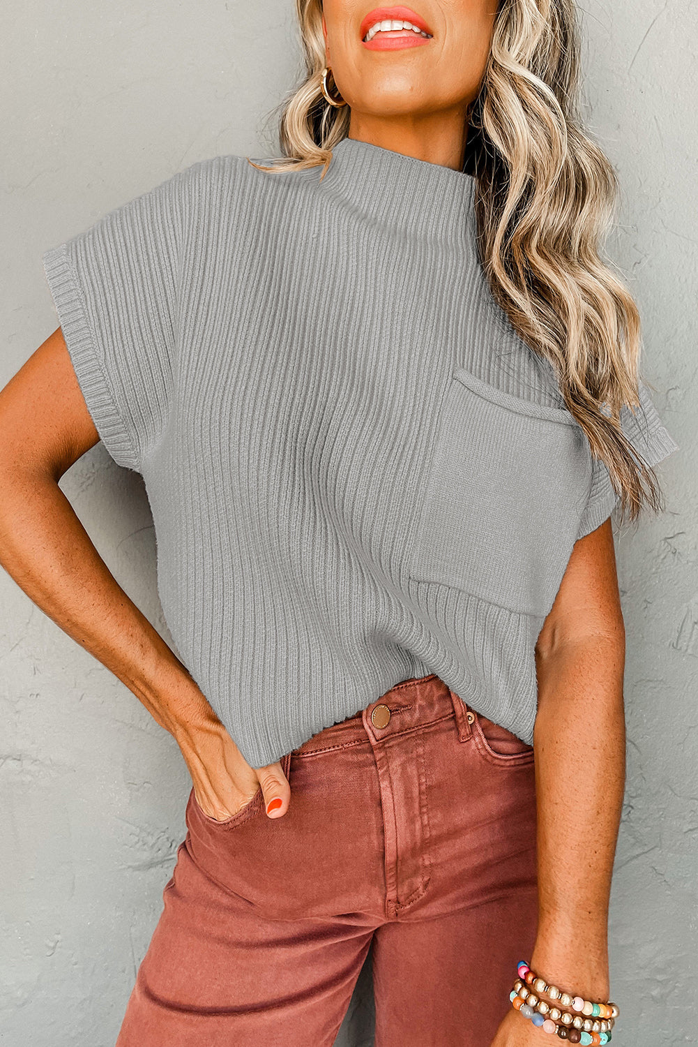 Ribbed Knit Short Sleeve FB