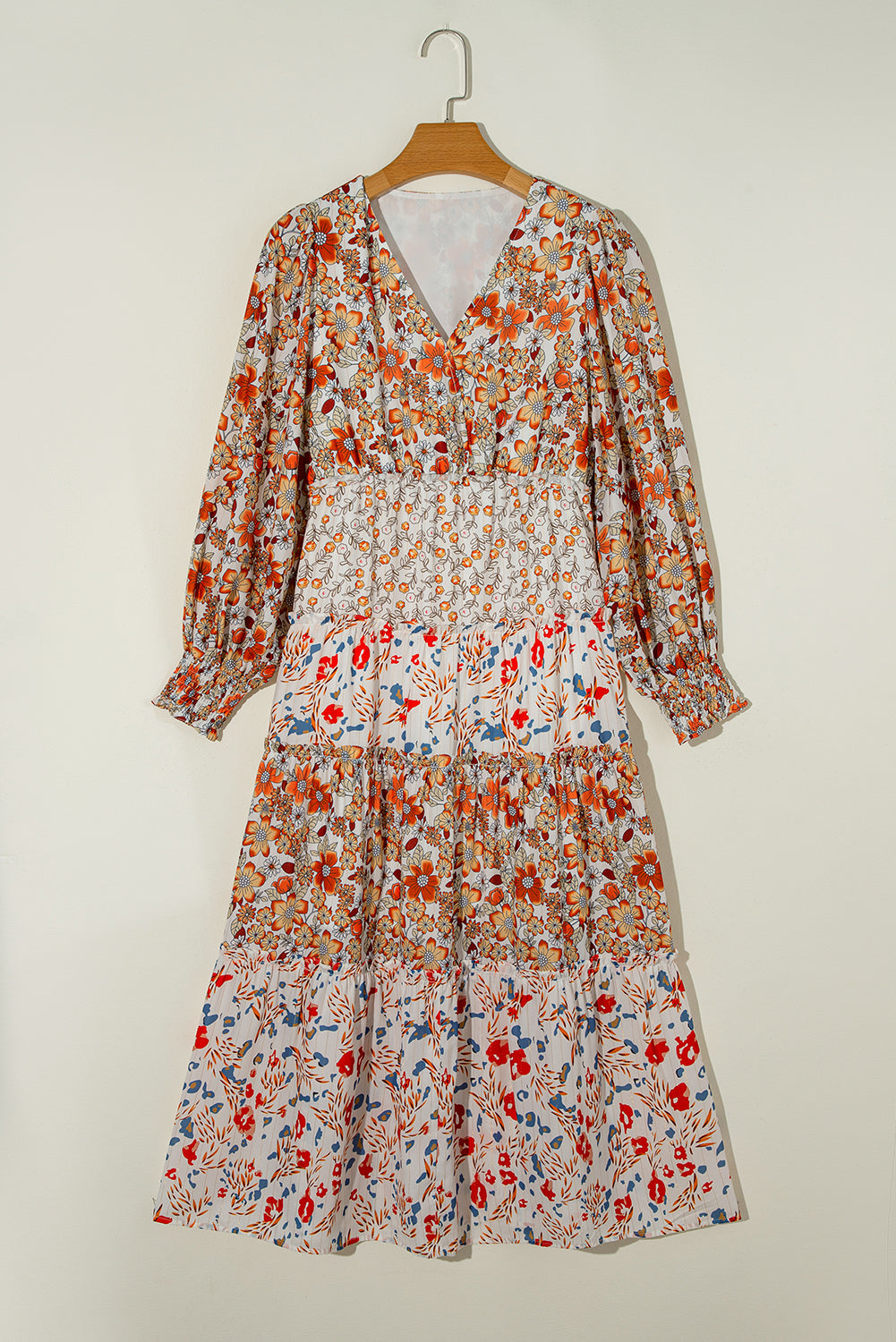 Khaki Floral Ruffled Midi August.