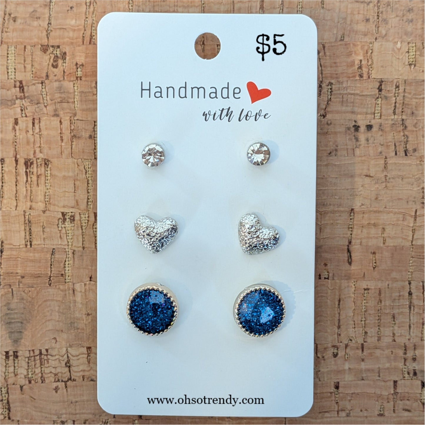 3 PAIRS OF EARRINGS - HEARTS