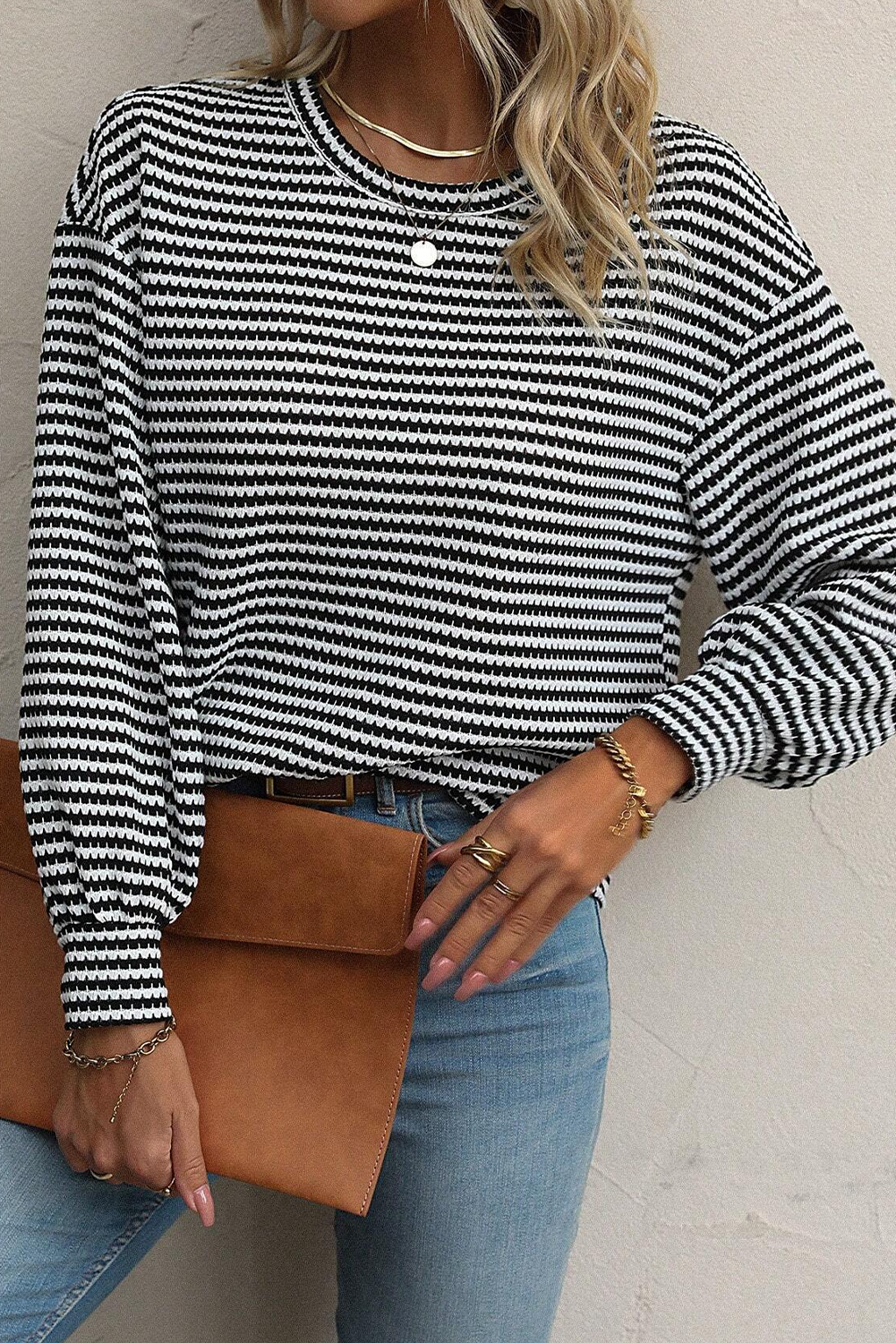 Black Stripe Long Sleeve Top RTS