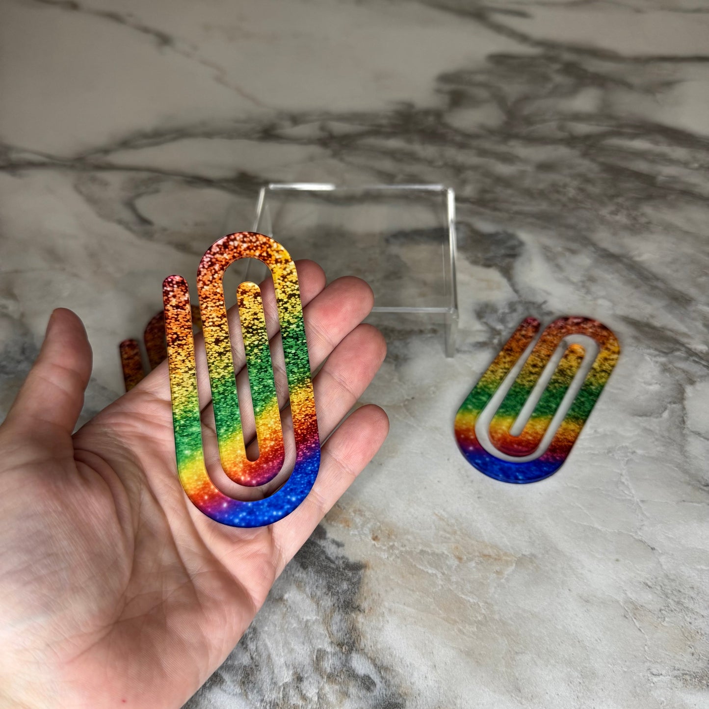 Jumbo Paperclip - Rainbow Glitter - PREORDER