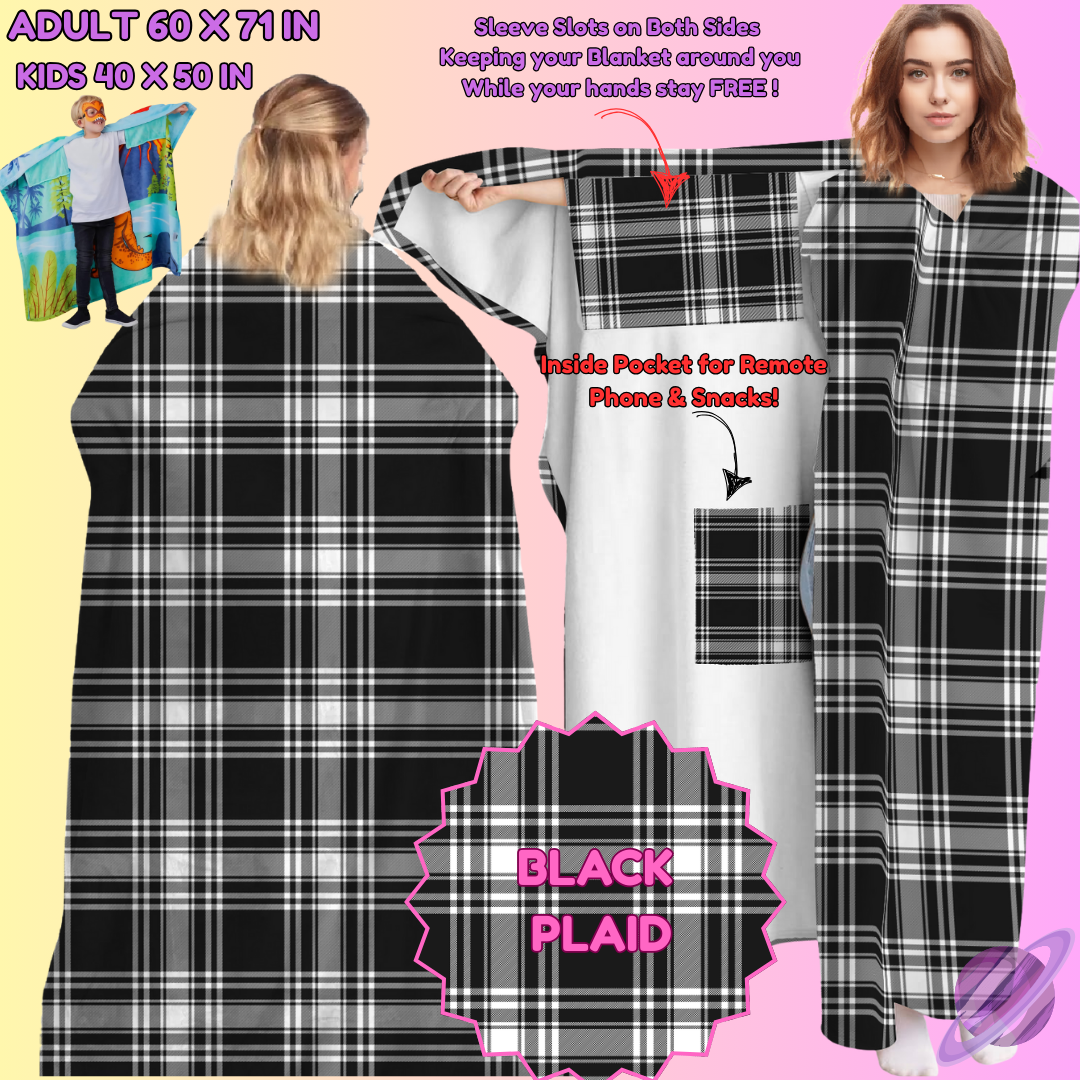 WEARABLE THROW RUN-BLACK PLAID-PREORDER CLOSING 8/31