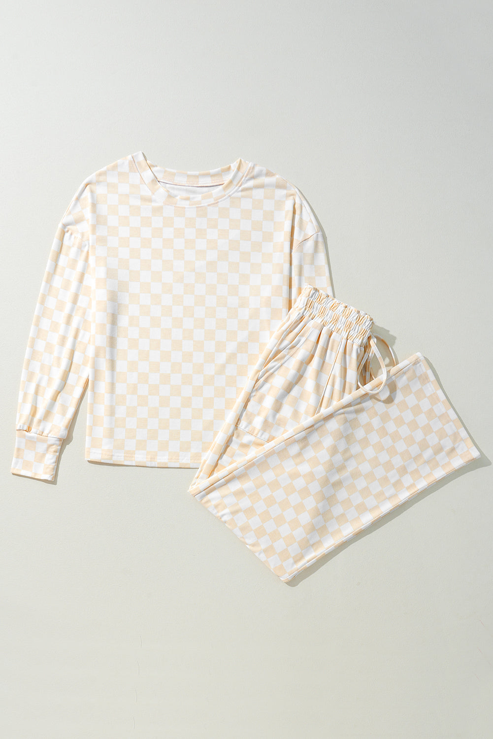 Beige Checkered Lounge Set FB