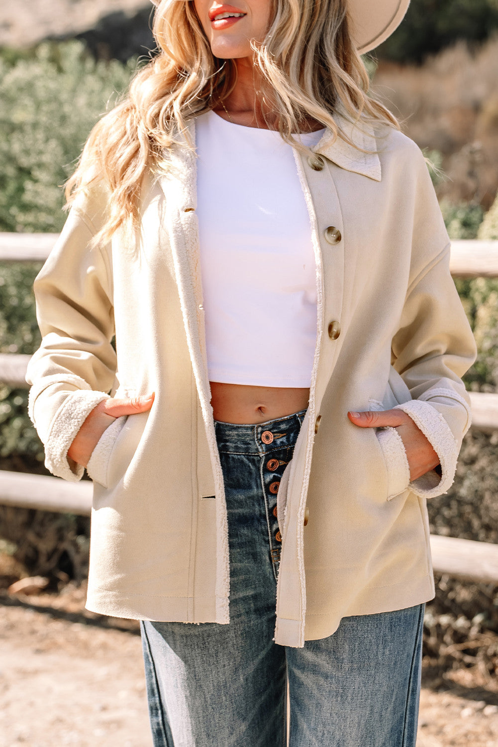 Beige Sherpa Western Jacket FB