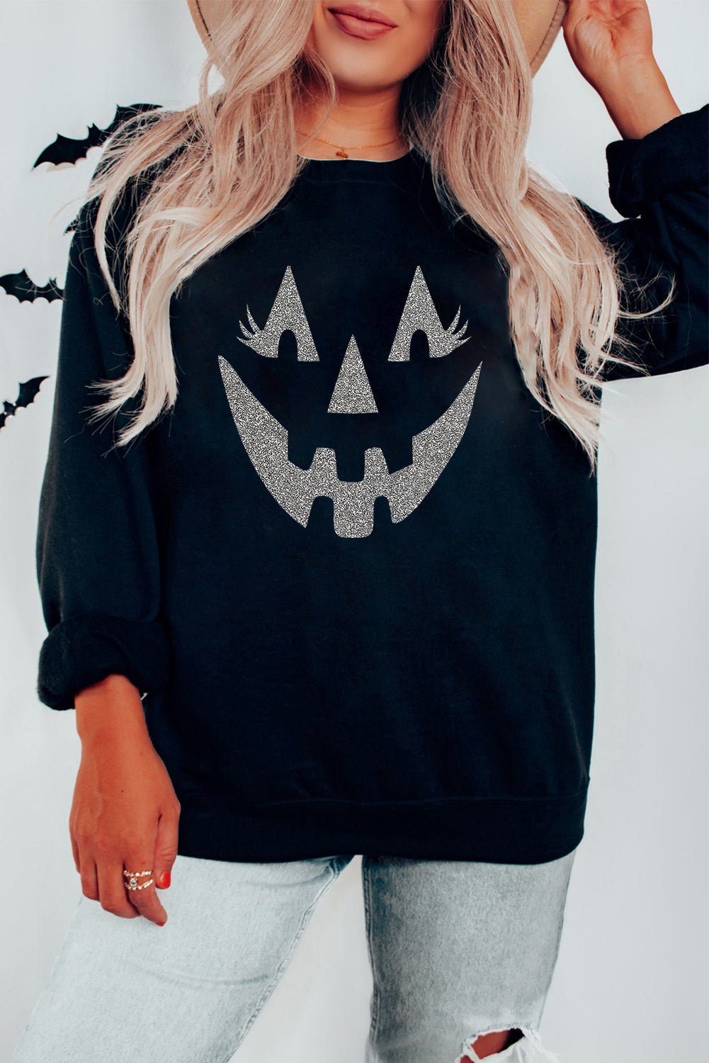 Black Spooky Face Sweatshirt FB