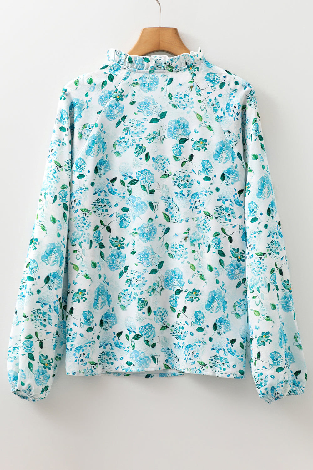 Blue Floral Frilled Blouse August.