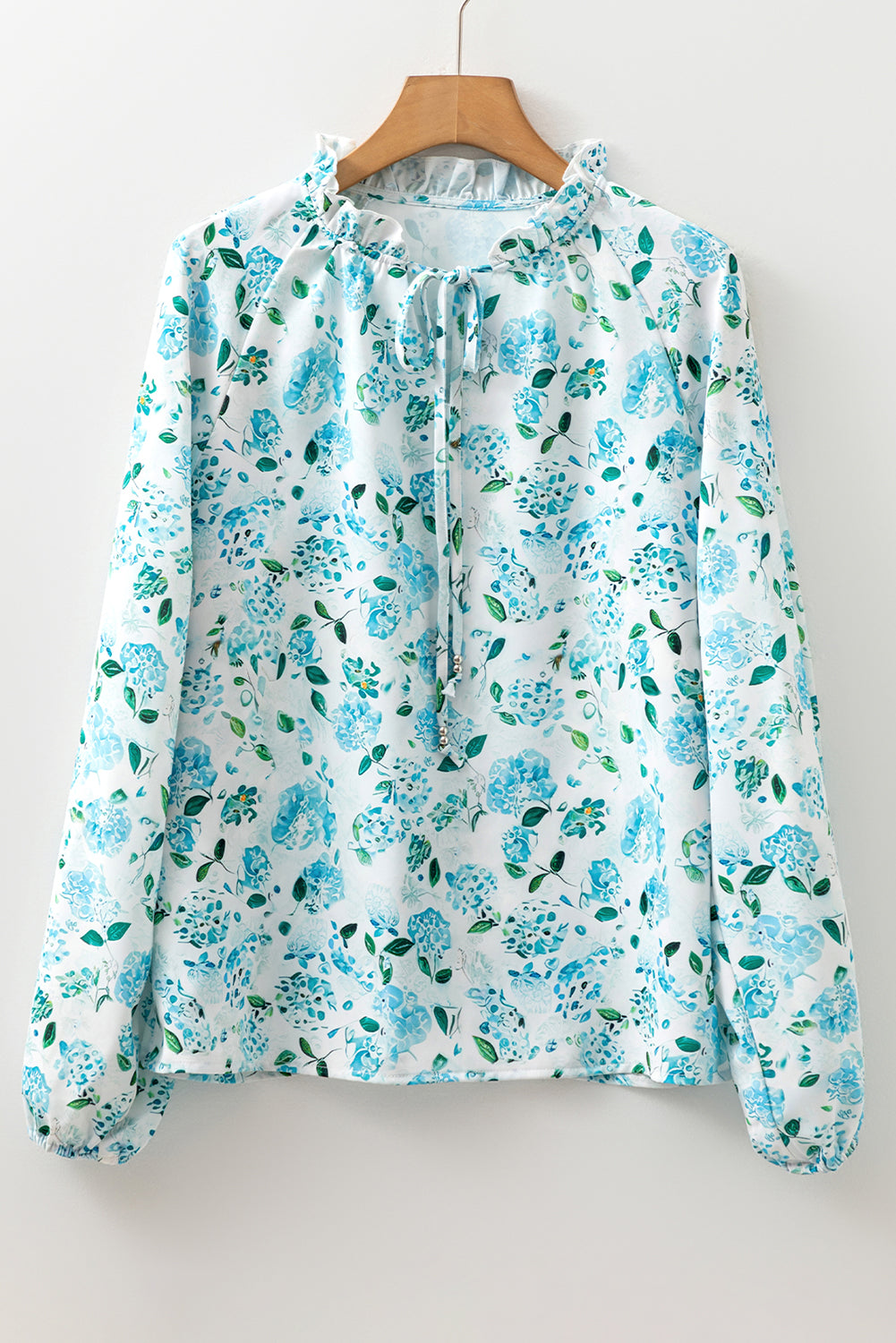 Blue Floral Frilled Blouse August.