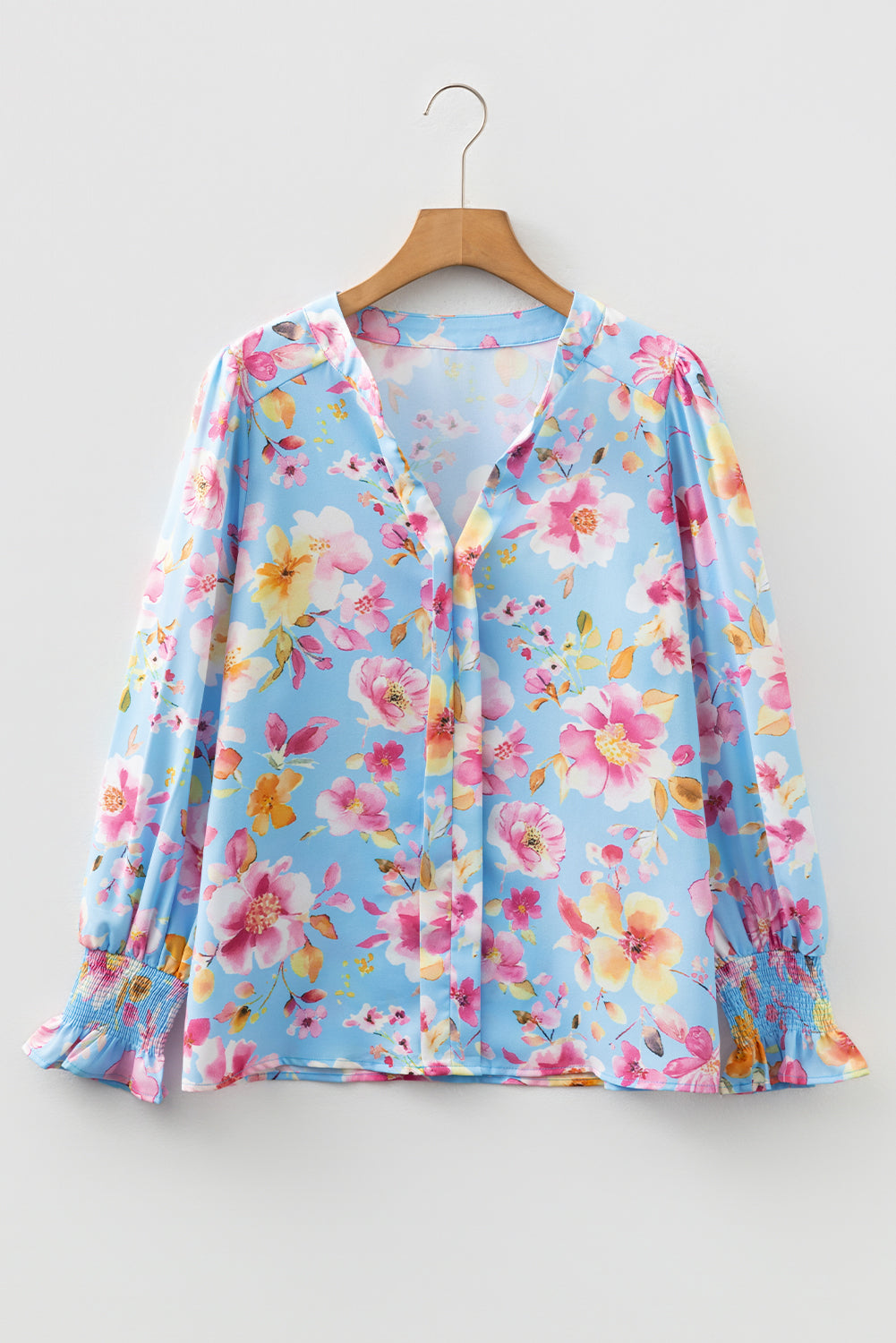 Blue Floral Smocked Blouse September.