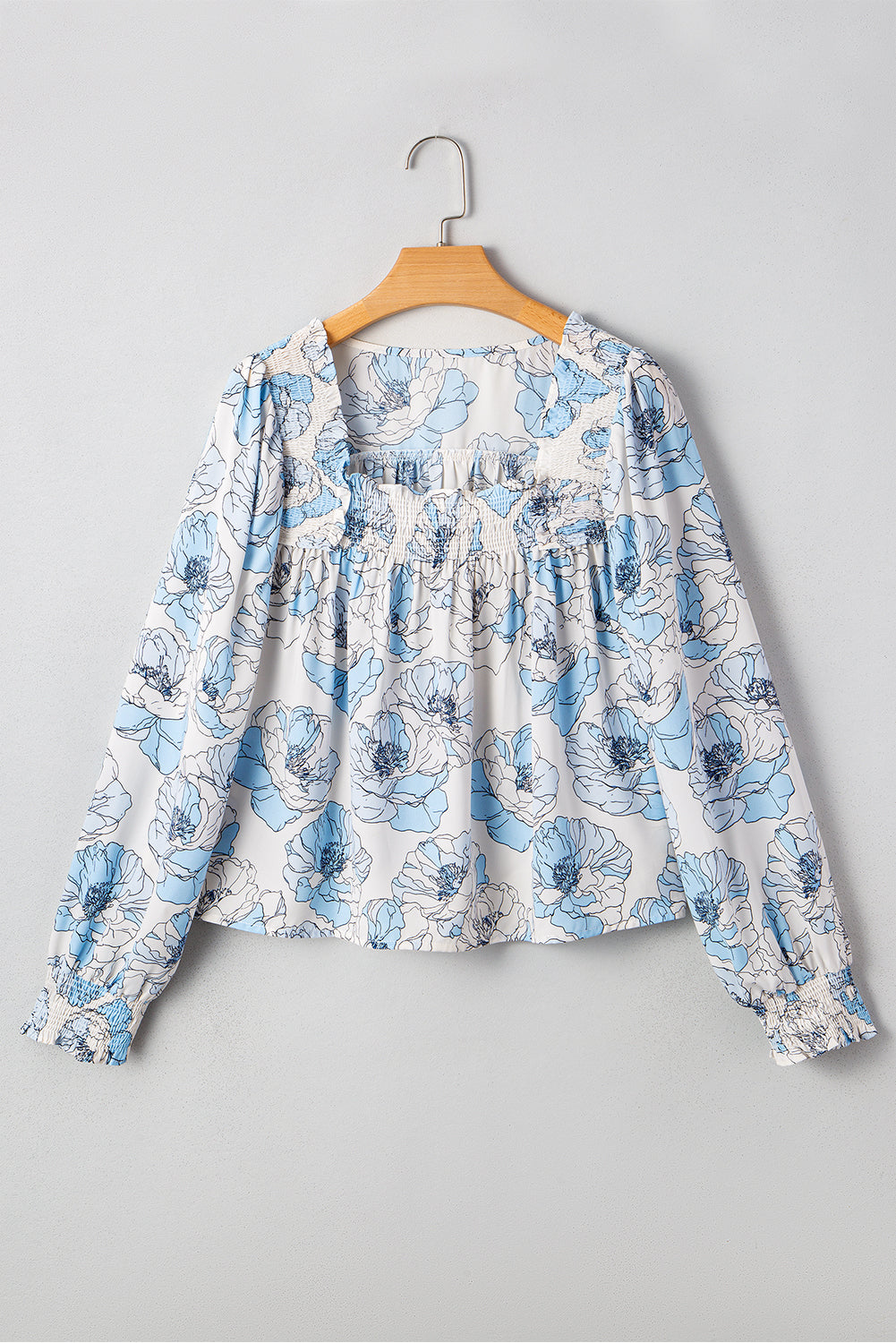 Blue Floral Square Neck Blouse August.