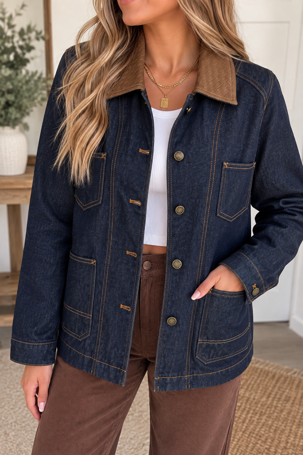 Blue Stitched Denim Jacket