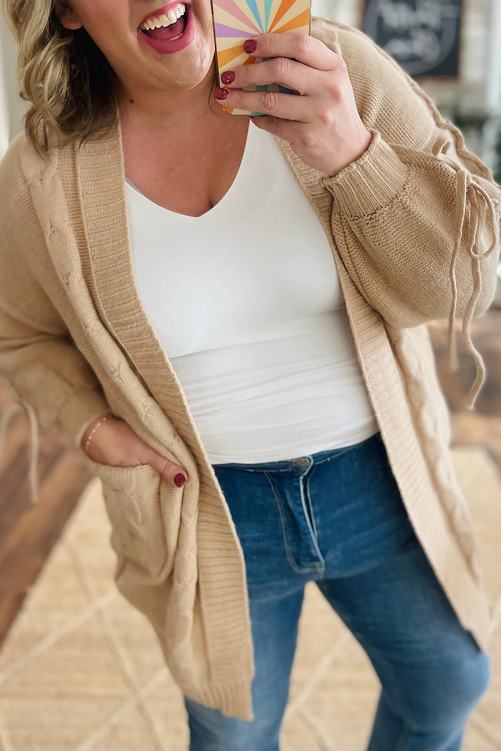 Cable Knit Plus Size Cardigan FB