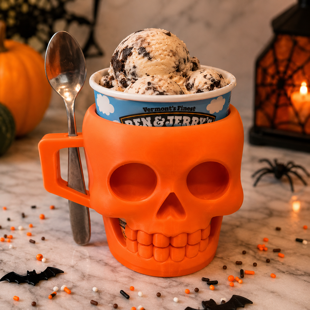 SKULL-3D PRINTED ICE CREAM PINT HOLDER