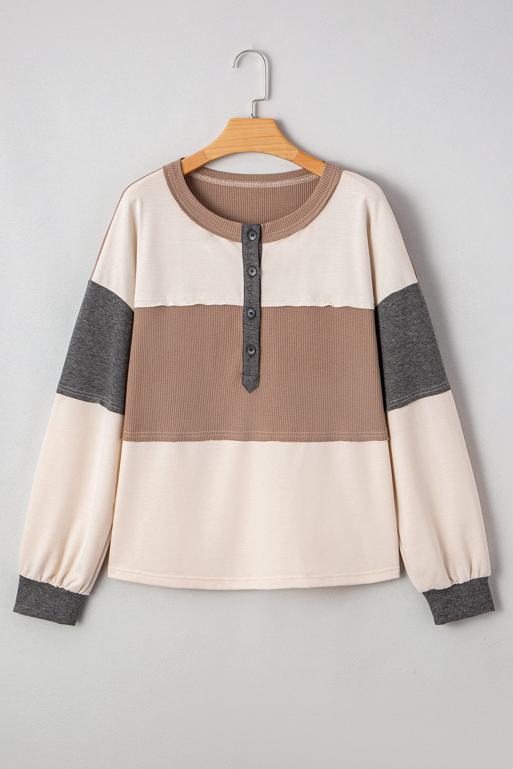 Colorblock Waffle Henley Top August.
