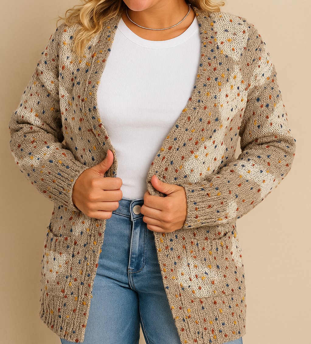 Confetti Checkered Knit Cardigan FB