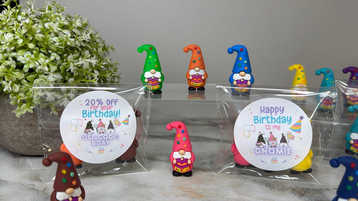 Gnome Figurines - Birthday Assortment (3 pack) - Gnomies Sticker