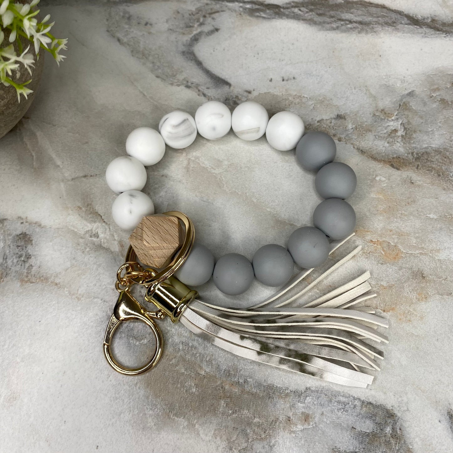 Silicone Bracelet Keychain - Grey