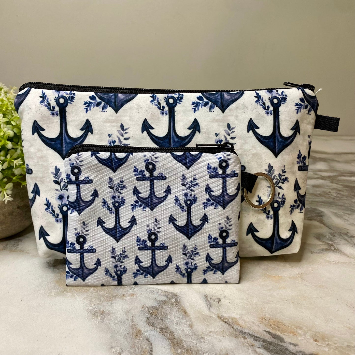 Pouch & Mini Pouch Bundled Set - Floral Anchor