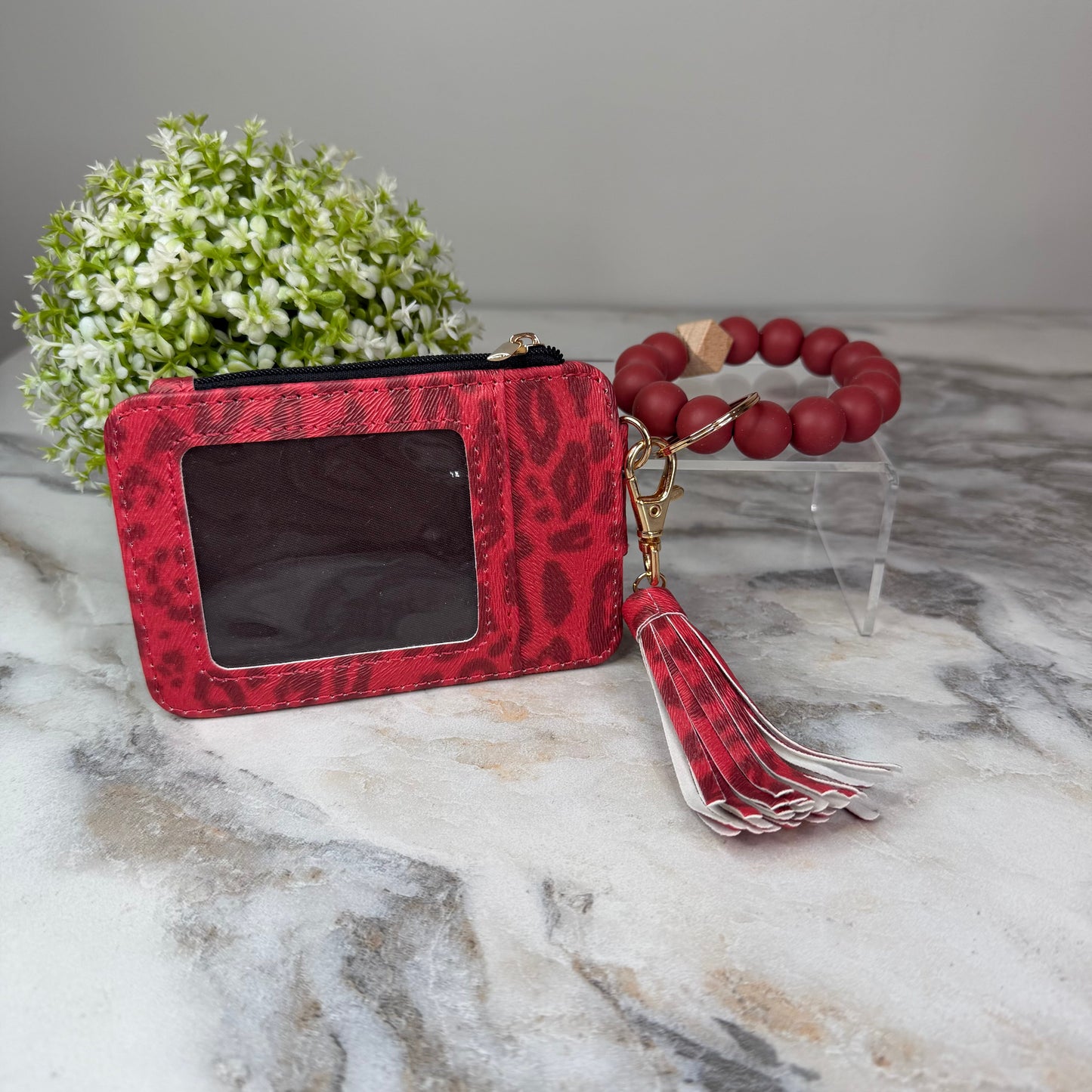 Bracelet Keychain & Card Holder Wallet - Animal Print