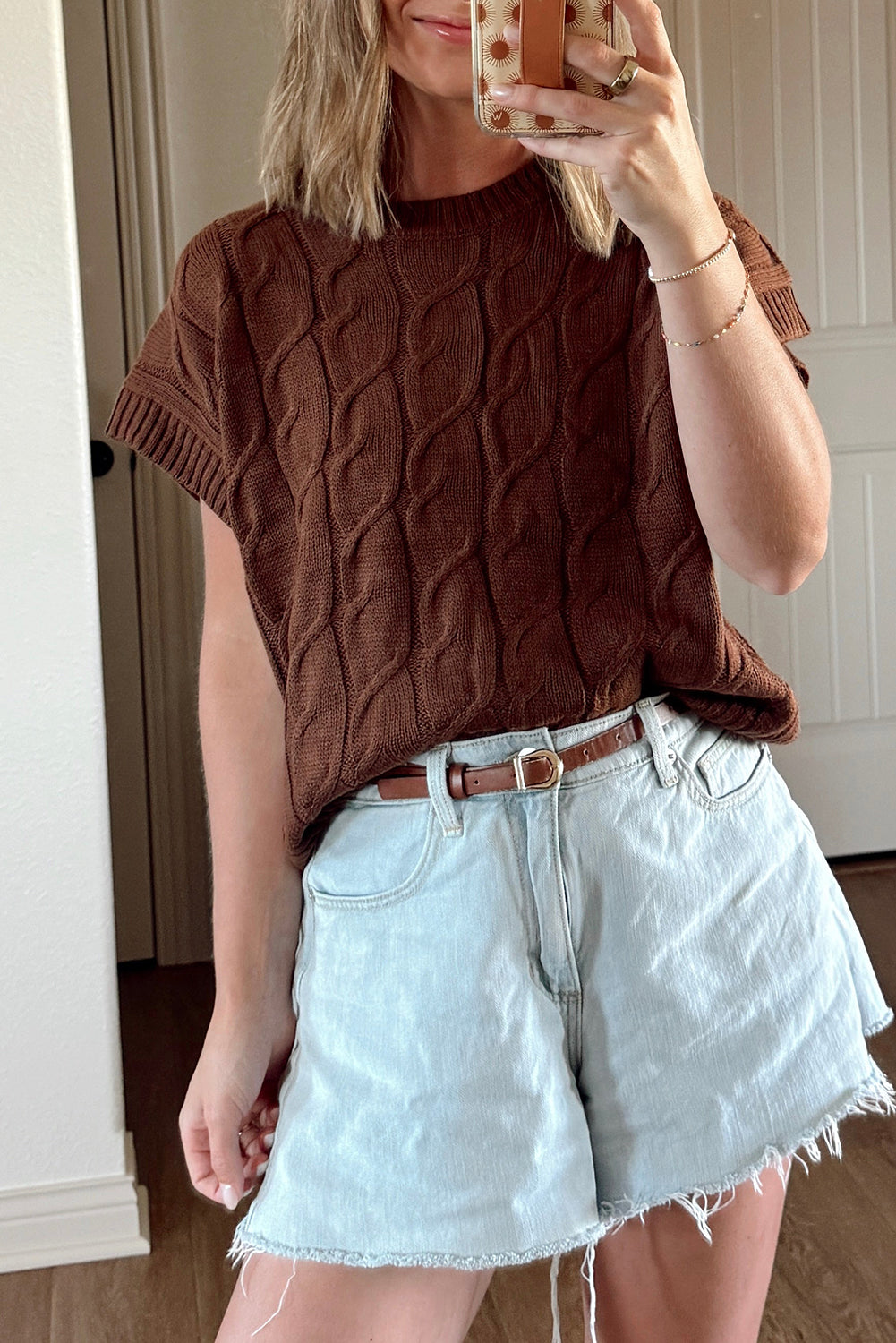 Dark Brown Cable Sweater August.