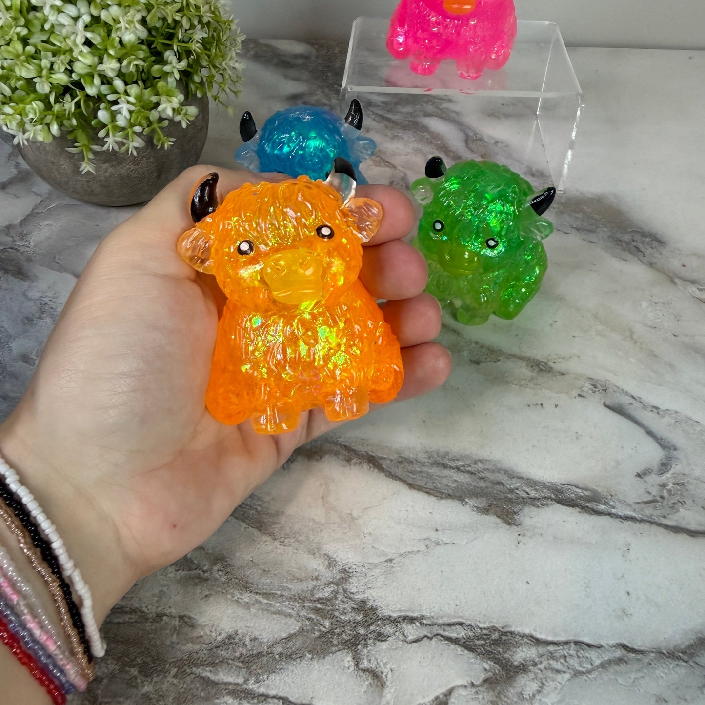 Squishy Toy - Glitter Highland Cow