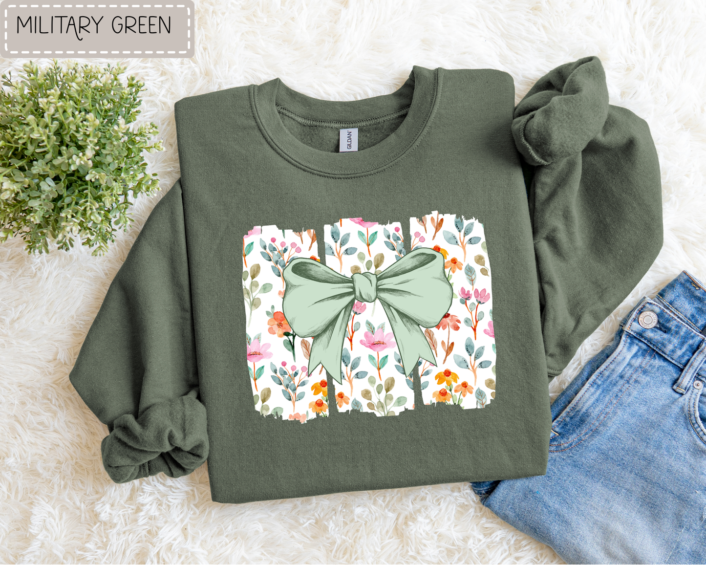 Floral Panels With Bow Sweatshirt.