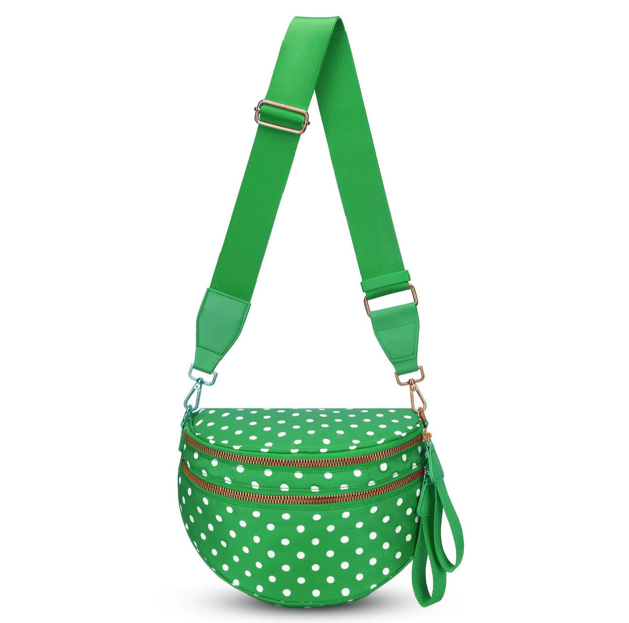 The Roni Nylon Crossbody - Polka Dot Kelly Green