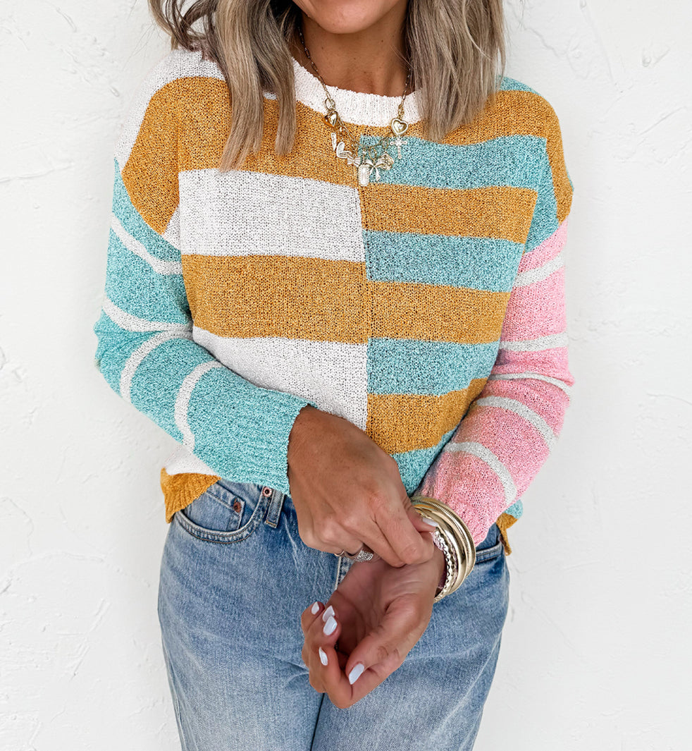 Gold Colorblock Sweater August.