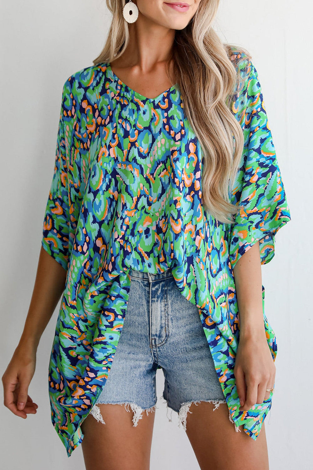 Green Abstract Loose Blouse
