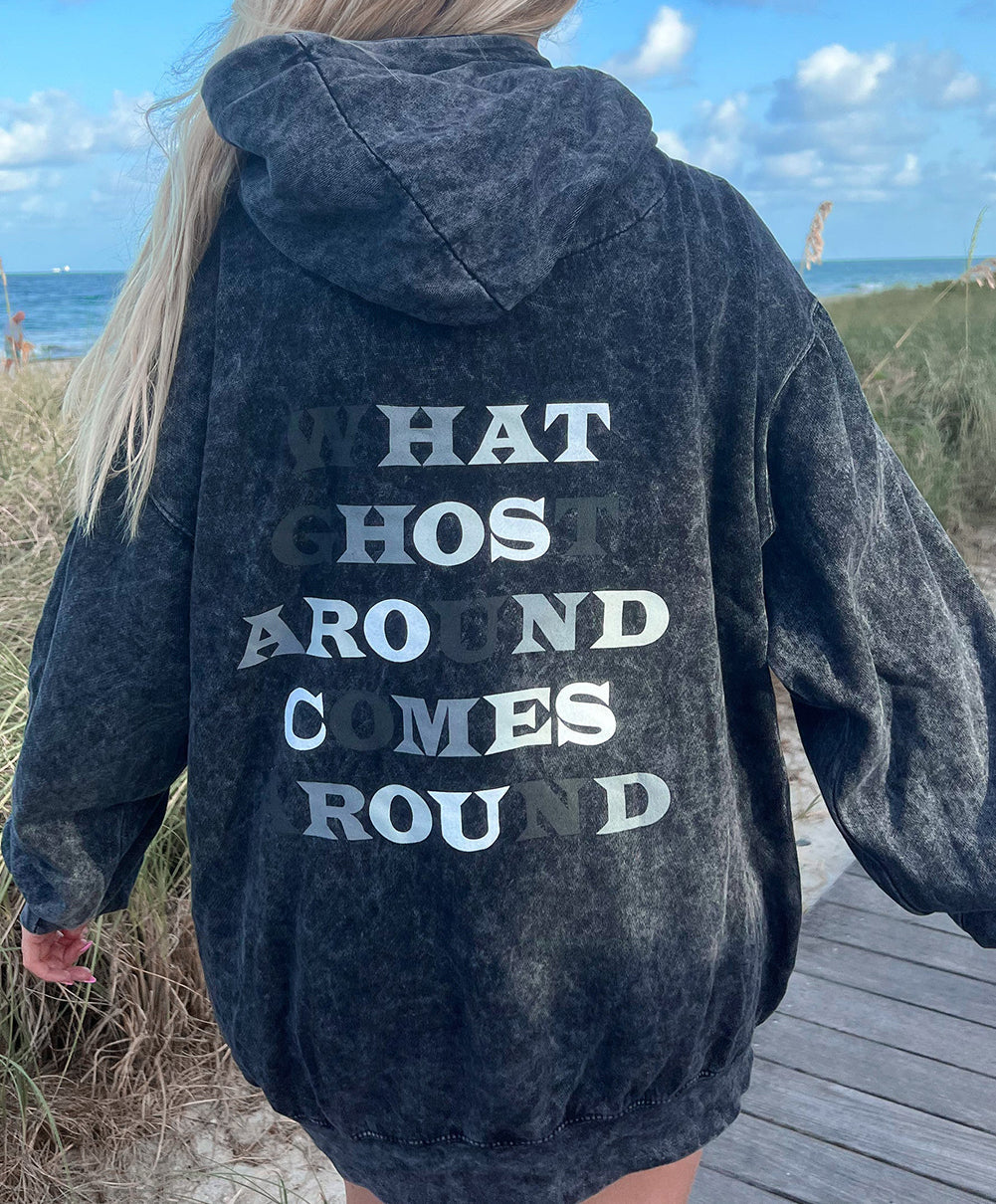 Grey Mineral Wash Ghost Hoodie FB