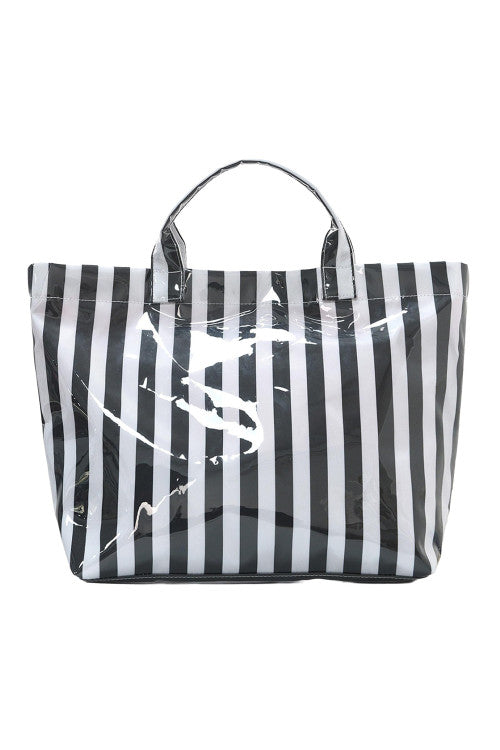 Glossy Striped Large Tote Bag FB