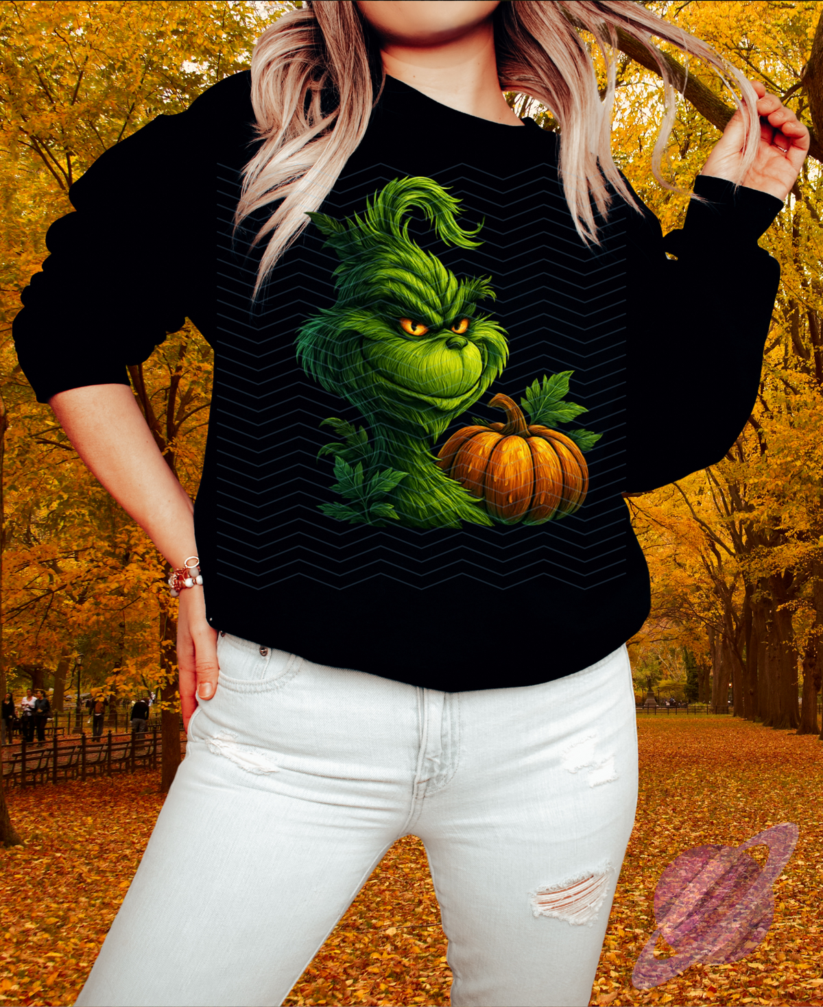 FALLING LEAVES-MEAN GREEN-CREWNECK SWEATSHIRT