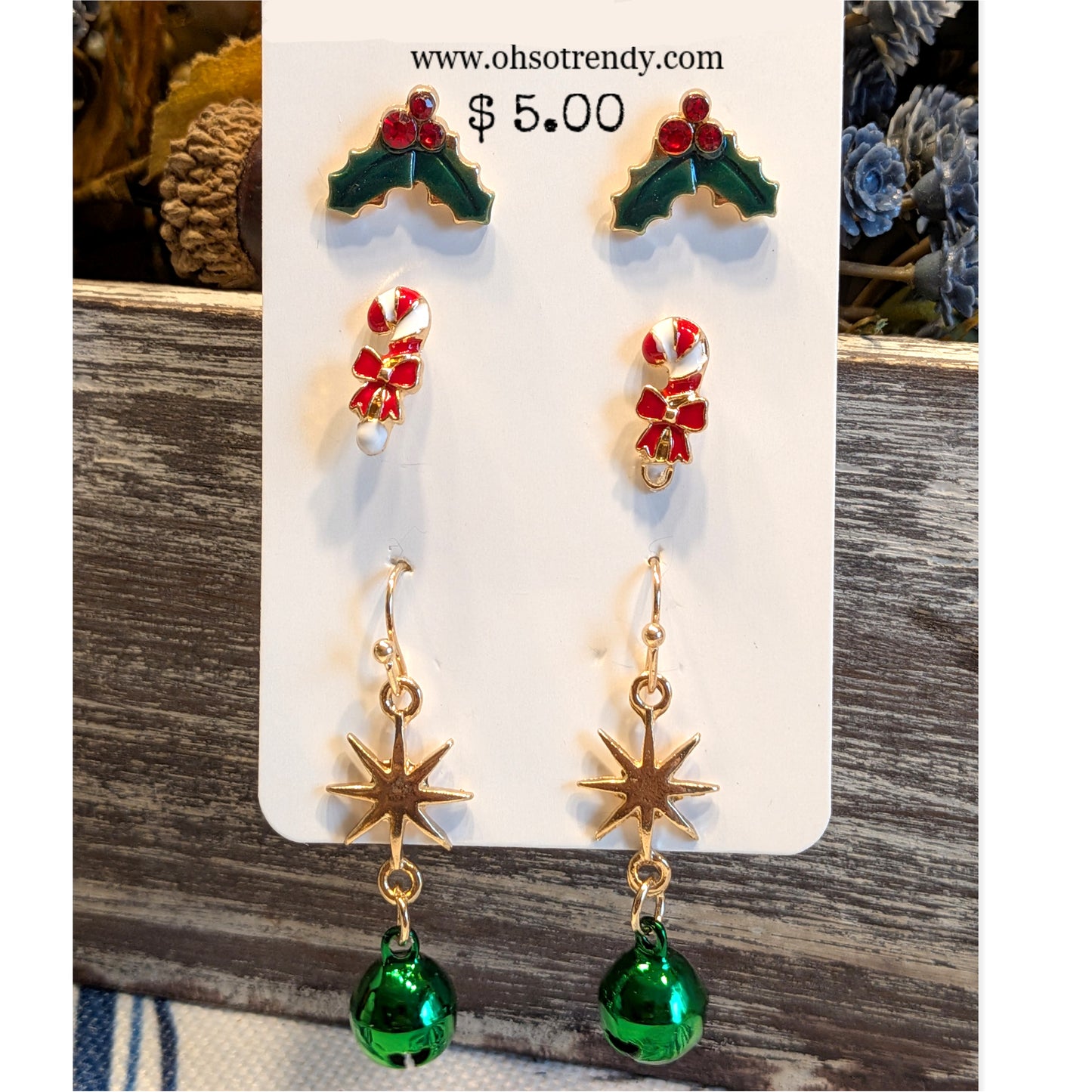 3 PAIR OF HOLIDAY EARRINGS
