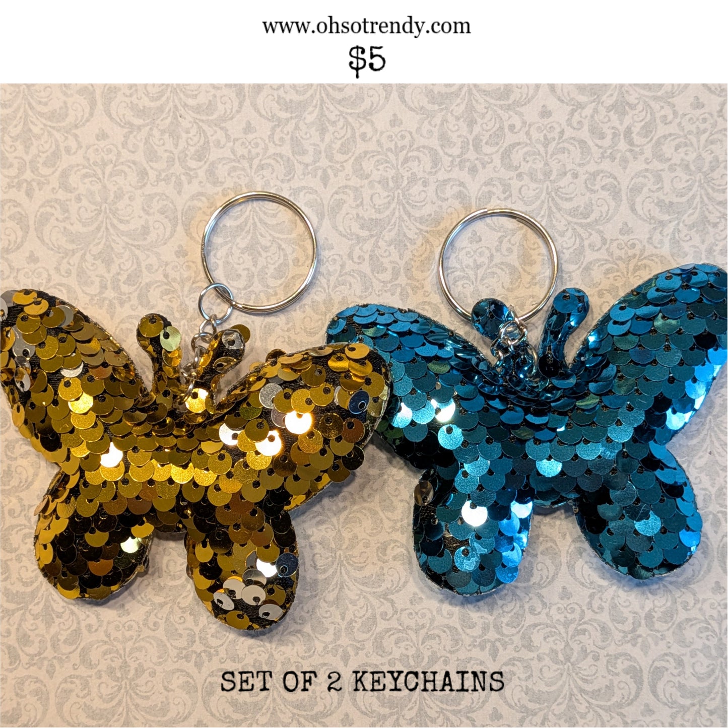 SET OF 2 BUTTERFLY KEYCHAINS