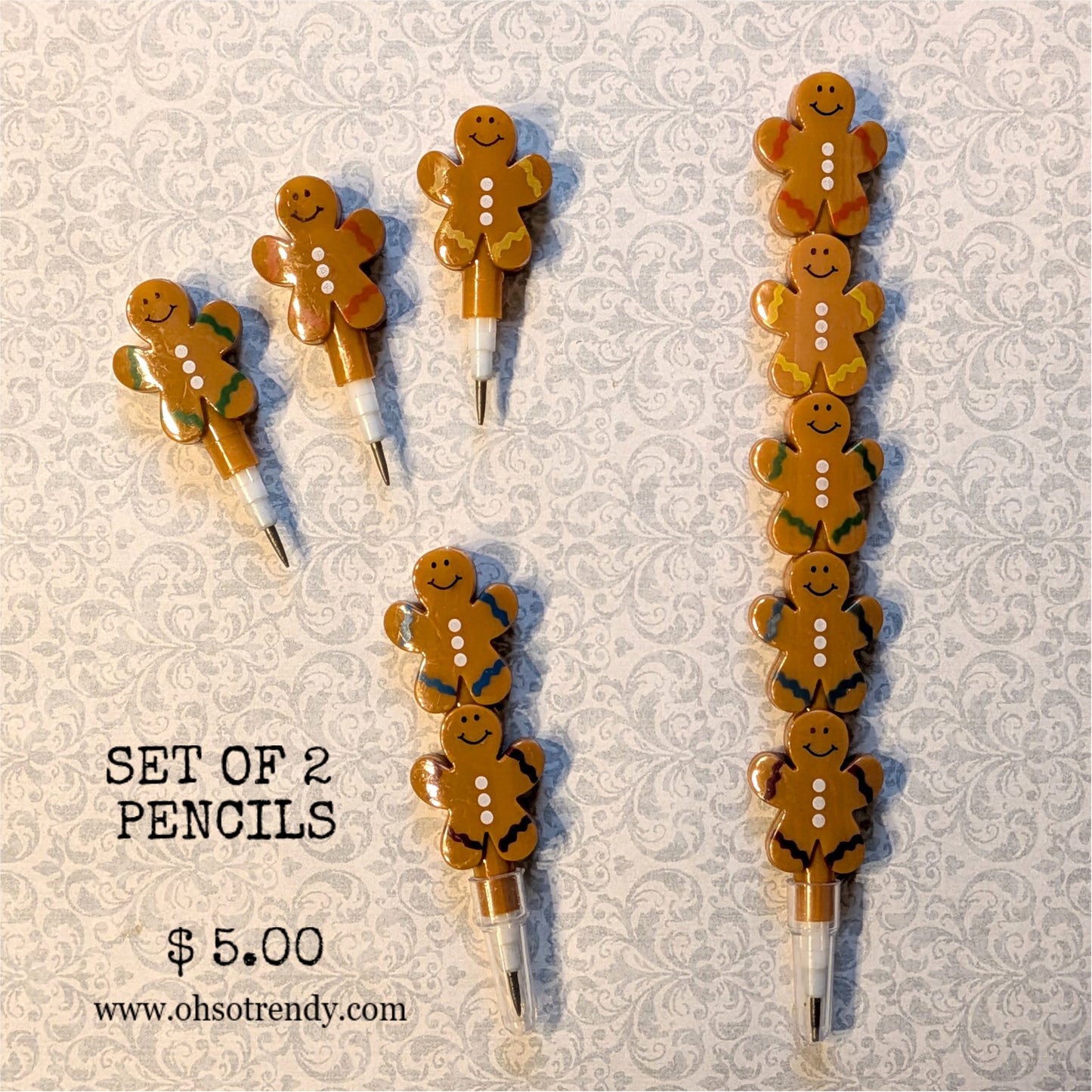 SET OF 2 GINGERBREAD PENCILS