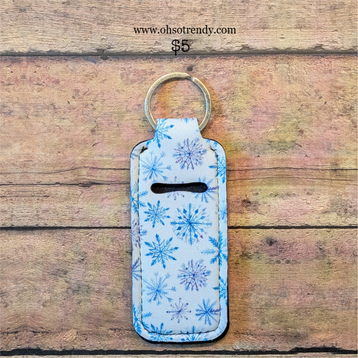 SNOWFLAKE CHAPSTICK HOLDER KEYCHAIN